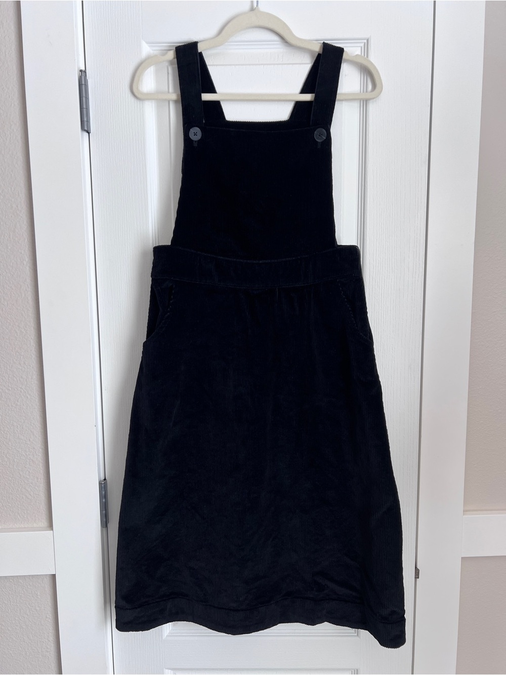 Black Corduroy Pinafore Midi Dress